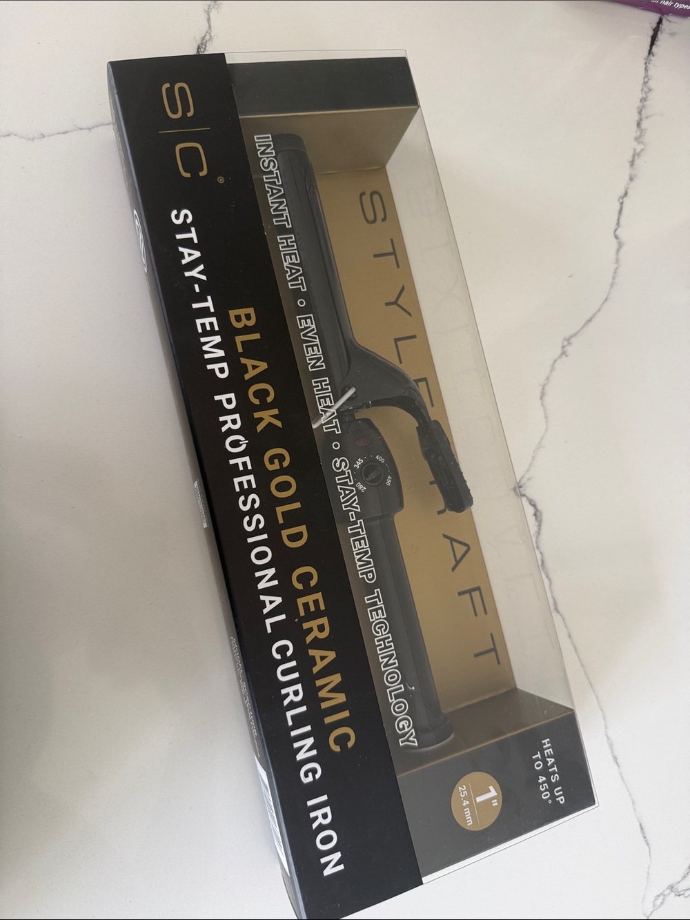 NIB StyleCraft Black Gold Ceramic 1" Curling Iron